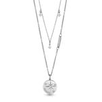 GUESS Guess Wanderlust Silver Plated Crystal Compass Necklace female