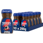 Nescafe Original Decaf Instant Coffee 200g, Rich Aroma, Full and Bold Flavour (Pack of 10)