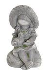 Gilde Figurine décorative d'extérieur XL pour Fille en magnésie/Pierre Artificielle – Couleur : Gris avec Mousse – Décoration pour extérieur, Jardin et terrasse – Hauteur 42 cm