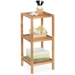 Tagère de salle de bain noyer, hlp 79x36x36 cm, 3 niveaux, carré, cuisine, colonne bois, rangement, nature - Relaxdays