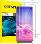 [3 Pièces] Protection Écran Pour Samsung Galaxy S10, Haute Qualité 3d Incurvé Couverture Complète Tpu Film Protection Écran, Dureté 9h, Sans Bulles, Compatible Avec Lecteur D`Empreinte