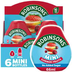 Robinsons Mini - No Added Sugar - Low Calorie - Summer Fruits - Makes 20 Drinks Per Pack - 6 x 66 ml Packs