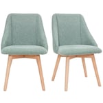 Miliboo - Chaises scandinaves en tissu effet velours texturé vert céladon et bois clair (lot de 2) higgins