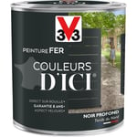 V33 - Peinture fer extérieur Couleurs d'Ici® Noir profond Velours 0,5L - Noir Profond