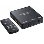 NÖRDIC HDMI Switch med 3xHDMI input och 1xHDMI 4K i 30Hz 1xToslink digital output och 2x analog stereo audio L/R RCA output Infrared fjärrkontroll