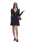 Pointelle Knit Mini Dress - Navy