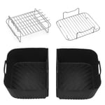 4pcs Air Fryer Accessories for 10.4L Ninja AF500UK AF500UKCP Dual Air Fryer MegaZone Foodi Flex Drawer, 304 Stainless Steel Air Fryer Rack x2 and Silicone Air Fryer Liners x2