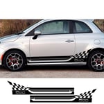 FANGPAN 2 pièces Voiture Style Course Treillis Abarth Porte côté Jupe Rayures Autocollants Corps décor Graphiques décalcomanies, pour Fiat 500, Accessoires Auto