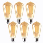 Etrogo Ampoule Vintage Edison Dimmable E27 ST64 4W 400Lm Blanc Chaud 2700K Ambré Lampe Rétro à filament pour Salon Restaurant Café Bar (Lot de 6 Piecè)