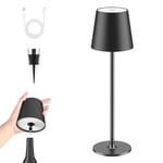 LUCKEA Lampe de Table Sans Fil, Lampes de Table LED Tactile avec USB-C et Bouchon de Bouteille, Lampe de Table Batterie Rechargeable pour Restaurant, Chambre, Camping, L'extérieur, Noir