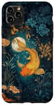 iPhone 11 Pro Max Gold Fish Moon Flowers Cottagecore Case