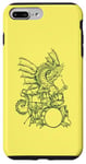 Coque pour iPhone 7 Plus/8 Plus Dragon jouant de la batterie Cool Drummer Animal Rock Musicien