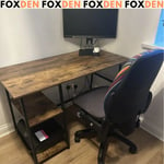 Large Computer Desk Shelves Industrial Wood Work Table Home Office Workstation