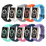 SenMore 10 Pièces Bracelets Compatible pour Huawei Band 6 Bracelet Rechange Bracelet de Remplacement Sport Bracelet en Silicone Adapté à Huawei Band 6, Honor Band 6 Bracelet