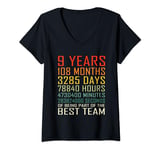 Womens Best Team Vintage Work Anniversary 9 Years Employee V-Neck T-Shirt