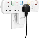 Mscien Plug Extension with USB,Wall Socket 3 Way Adaptor 3 Way+2USB 