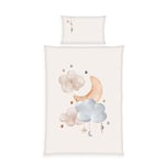 Herding Babybest Linge de lit Moon and Stars, taie d'oreiller env. 40x60 cm, Housse de Couette env. 100x135 cm, avec Insert hôtelier et Fermeture éclair de Marque, 100% Coton/Renforcé