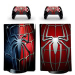 Sticker Ps5,Skin Pour Ps5 Playstation 5 Sans Lecteur Optique Console Et 2 Contrôleurs - Spider-Man Bleu Rouge