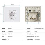 EU-standardi 16a seinälaturisovitinliitin USB Type A Type C Power Schuko Plug