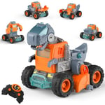 GizmoVine Dinosaure Jouet, Dinosaure Telecommandé Enfant, 17 Pièces 1 en 5 Transformable Voiture Dino Assemblé à la Main, Matériau ABS Robuste, Garcon Truck Cadeaux Noël & Anniversaire pour 3-10 Ans