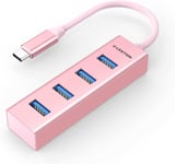 Hub Usb C 4 Ports Usb 3.0,Adaptateur Usb C Vers Usb A,Hub Multiport Pour Macbook Air/Pro 2023-2016,Ipad,Iphone 15 Plus Pro Max,Plus D'Appareils De Type C(C22S,Or Rose)