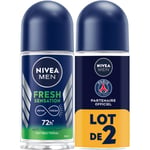 Déodorant Homme Sensation Fresh Nivea - Le Lot De 2 Roll-on De 100ml