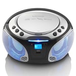 Lenco SCD-550SI bærbar FM-radio CD / MP3 / USB / Bluetooth-afspiller® med LED-belysning Sølv