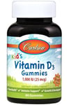 Carlson Labs - Kid's Vitamin D3 Gummies, 1000 IU Natural Fruit - 60 gummies