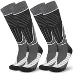 KOOOGEAR 2 Pairs Mens Merino Wool Ski Socks,Knee-High Thermal Socks Winter Thick Warm Cushioned Wool Sports Socks for Snow, Snowboarding, Hunting,Skiing,Hiking