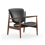 House of Finn Juhl - France Chair, Walnut, Leather Group 2, Nevada NV0500S Black - Lenestoler - Finn Juhl - Tre farget,Svart - Lær/Tre