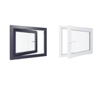 Fenêtre PVC - LxH 900x700 mm - Triple vitrage - Blanc intérieur - Anthracite extérieur - Ferrage Droite