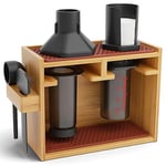 HEXNUB – Bamboo Organizer for AeroPress, Coffee Caddy Station Holds AeroPress Coffee Maker, Accessories, Filters, Cups, Stand includes Dripper Mats (Brown)