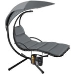 TECTAKE Fauteuil suspendu ELARIA avec pare-soleil protection UV et poche latérale résistant et stable - Gris