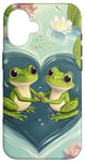 Coque pour iPhone 16 Grenouille Cœur Bassin Saint-Valentin