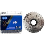 KMC Unisex's E8 EPT 8 Speed Chain, Dark Silver, 122 Links & Shimano Acera CSHG418134 Speed Cassette - Silver, 11-34 Teeth