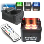 4 Pack Beamz Stand Alone Par Truss Mounting Par Cans Uplighters with Carry Case