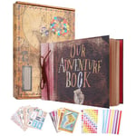 Our Adventure Book Album Photo Scrapbooking 11.9 * 7.6inch 80 pages,Texte gaufré couverture rigide Movie Up Adventure Book livre photo,Mariage,Voyage,Noël,Cadeaux pour hommes et femmes