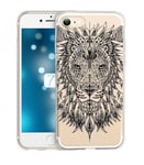 Coque Iphone 7 Iphone 8 lion jungle wild tatoo doodling noir transparente