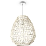 Paco Home - Suspension Bambou Salle à Manger Lampe En Osier Suspendue Papier Osier Boho E27 Lampe à suspension - Type 2, Créme (Ø30 cm)