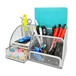 MDHAND Organisateur de bureau et accessoire, organisation de bureau en filet, organisateurs de bureau et rangement avec tiroir (Argent)