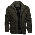 WYYSYNXB Automne Et Hiver Hommes Revers Décontractée Coton Veste Fermeture Éclair Plus Velours Épaissir Garder Au Chaud Mi-Longueur Moto Veste Manteau M-4XL Code,Vert,XL