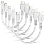 Kort USB C-kabel [20 cm/0,2 m, 5-pack], Adilift USB Type C snabbladdare 3a Usb-a till Usb-c-kabel för Samsung Galaxy S10 S9 S8, Huawei P20