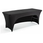 Oviala - Nappe housse avec ouverture pour table pliante 180cm noire