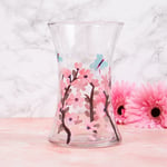 Blossom & Dragonfly Clear Glass Vase Flowers Floral Handpaint Nature Decoration