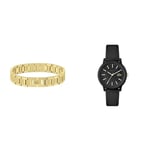 Lacoste Analogue Quartz Watch for Women with Black Silicone Bracelet - 2001212 Men's Metropole Collection Link Bracelet Embellished with Petit piqué Pattern - 2040120