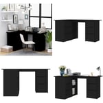 Vidaxl - Bureau d'angle Noir 145x100x76 cm Bois d'ingénierie - bureau d'angle - bureaux d'angle - Home & Living - Noir