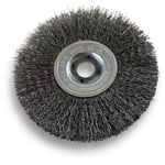 Brosse circulaire acier ø 125 mm Epaisseur 1 rang Fil dur 0.30 mm ondulé Alésage 16 mm Touret meuleuse affûteuse ponceuse Brossage décapage polissage