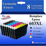 Lot de 8 cartouches d'encre compatibles 603XL pour Epson XP-4100 - T3AZUR