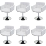 HHG - Lot de 6 chaises de salle à manger Orlando, chaise de cuisine pivotante Chaise, similicuir chromé certifié mvg, blanc