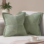 Topfinel Housse pour Gros Coussin Decoratif Canape Vert Sauge 50x50 cm avec Fermeture Eclair Invisible Décoration Salon de Jardin Exterieur Banc Lot de 2 Scandinave Naturel Vintage